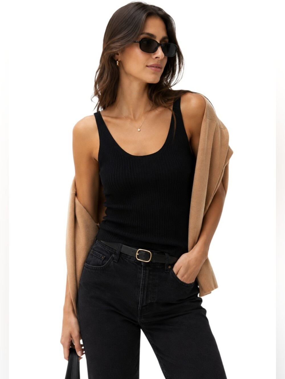 Filoro 100% Cashmere Knit Black Tank Top Timeless Minimalisy Neutral Quiet Luxur